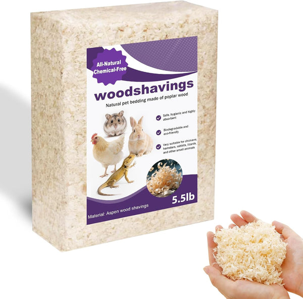 XXYOUPIN Natural Aspen Shavings Pet Bedding 5.5 Lb, Low-Dust & Chemical-Free, Ultra-Absorbent Cage