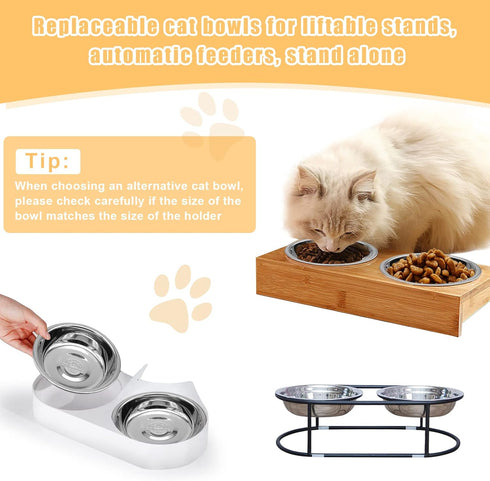 2 PCS Whisker Friendly Cat Bowls, Shallow Wide Flat Stainless Steel Dishes for Whisker Fatigue Relief