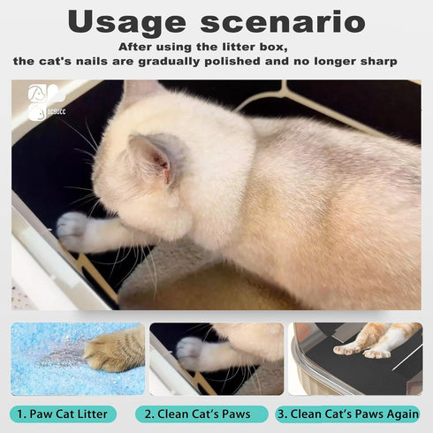 Cat Nail File Scratching Strips - 6 Pcs Litter Box Scratcher Liner, 3 Pairs Peel Stick Strips in Different Sizes (Black)