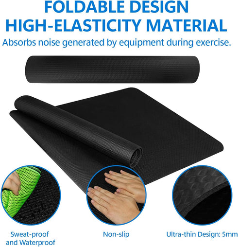 SLIPEXSAFE Treadmill Mat,Bike Mat,Stationary Bike Mat,Foldable Treadmill Mat for Hardwood Floors,Under Exercise Bike