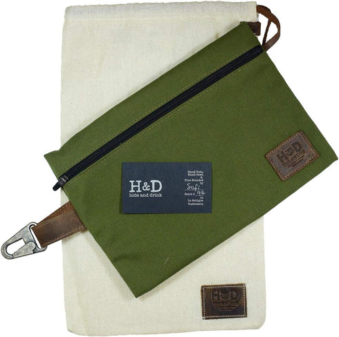 Hide & Drink Water Resistant Canvas Camping Pouch, Utility Bag, Handmade Storage Case, Outdoors Accessories - Olive