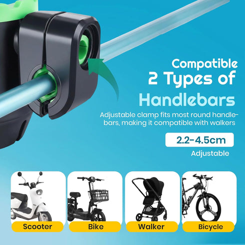 Zrafu 2-in-1 360 Stroller Cup Holder with Phone Holder - Universal Bike & Wheelchair Accessory, Rotatable, Anti-Slip