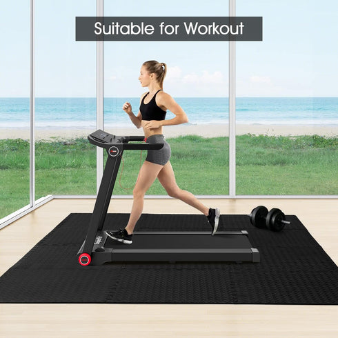 12 1/2" Tangkula Tiles Exercise Flooring Mats with Border, Non-Slip EVA Foam Protective Mats, Elastic Puzzle Play Mats