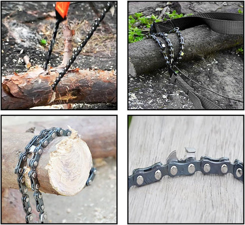 Pocket Chainsaw with Paracord Handle, 24inch 11teeth Rope Saw for Emergency Outdoor Survival Gear, Best for Camping