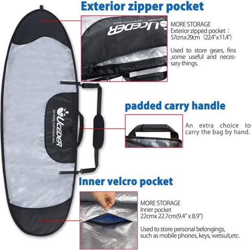 Travel,5'0"-9'10" UCEDER Surfboard Cover and Surfboard Storage Bag for Outdoor Surfboard Bag,Maximum Protection