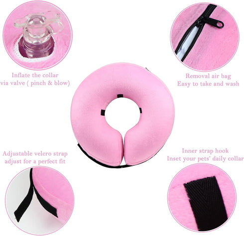 Katoggy Inflatable Dog Collar, Soft E-Collars for Dogs After Surgery, Adjustable Blow Up Donut Cone for Dogs and Cats
