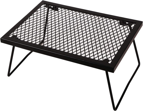 Folding Campfire Grill Grate, Portable Heavy Duty Steel Over Fire Camp Grill for Outdoor Cooking, Black
