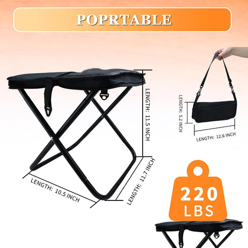 Backpack Stool,220LB Foldable Stool,Heavy Duty Pocket Chair for Adults,Comfortable Ultralight Collapsible Camping Stool