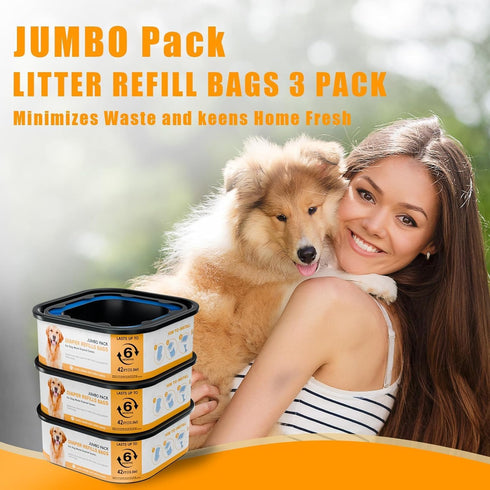 BATADAPTER 42FT 6 4 Pack Jumbo Square Refills Disposal Bags Refill Compatible with Pe.t Dogs Gen.ie Dog Waste Disposal
