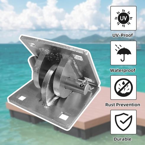 1/2" 6mm, Floating Dock Galvanized Steel Hinge, Stationary Dock Hinge, Heavy Duty Boat Dock Connector with Holes