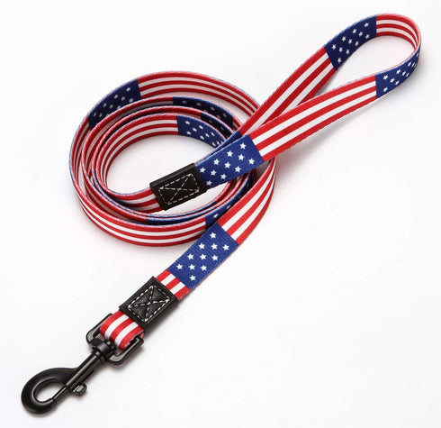 American Flag Dog Leash - Premium Nylon, Durable & Comfortable with 360° Rotating Metal Clip, Ideal for Small Medium