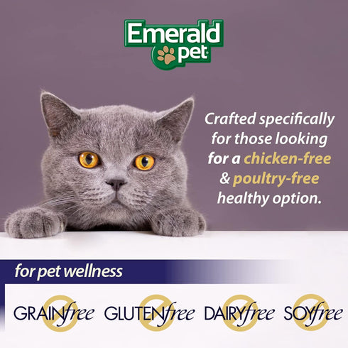 Wholly Fish! Chicken-Free Feline Treats, EMERALD PET Tuna Recipe — Crunchy Tuna Cat Treats with Real Tuna — Grain Free,