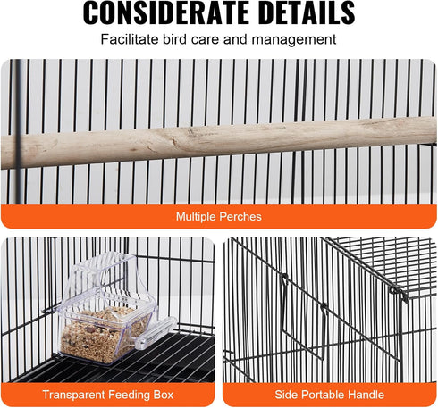 VEVOR 30 Inch Flight Bird Cage, Stackable with Slide-Out Tray, Small Parrots Birdcage for Cockatiels and Budgies