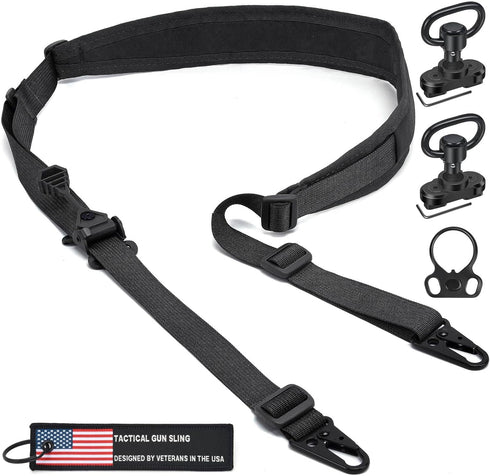 WarBull 2 Point Rifle Sling, QD Swivel Quick Adjust Gun Sling with HK Hook for Hunting