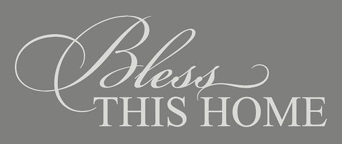 Wall Decor Plus More WDPM3308 Bless This Home Elegant Cursive Vinyl Wall Decal Lettering, Warm Gray, 32 x 11.5-Inch