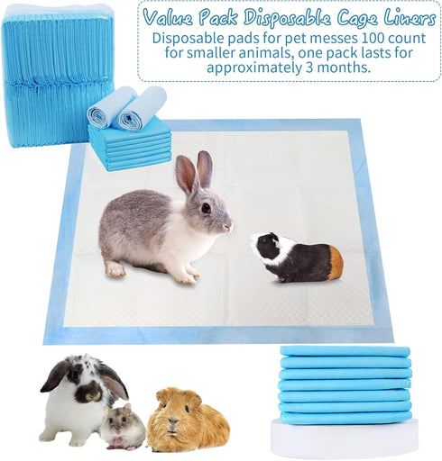100 Chinchillas Tfwadmx Pcs Rabbit Pee Pads Disposable Cage Liners Leak-Proof Super Absorbent Potty Training Pad