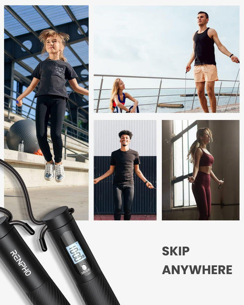 RENPHO Cordless Weighted Jump Rope with Counter, Smart Skipping Rope for Fitness, APP Data Analysis, at-Home Workout