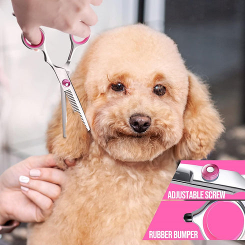 Gimars Dog Grooming Scissors Kit, Professional 4CR with Safety Round Tip, 5 in 1 Heavy Duty Shears