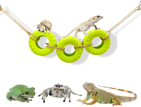 DGHAOKI Hermit Crab Climbing Accessories Decor for Reptile Tank Tire Swing for Hermit