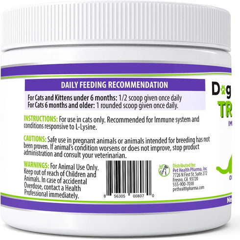 Trulysine Plus L-Lysine for Cats, 8oz/226g Immune Support Oral Powder for Cats & Kittens, Fish & Poultry Flavor