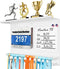 Running Medal Display with Trophy Shelf, Race Bib Holder and Whiteboard, 2-Bar