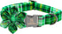 Lionheart Glory St. Patrick's Day Dog Collar, Green Plaid Flower Collar for Medium Dogs, Heavy Duty Cute Collars