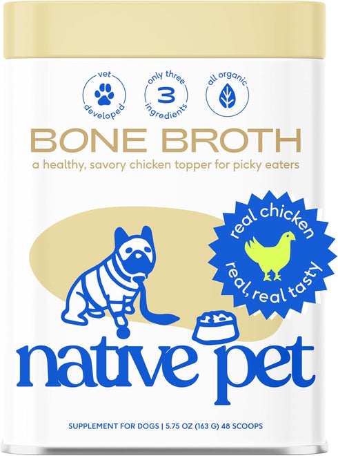 Native Pet Bone Broth for Dogs and Cats – Chicken Broth Powder for Picky Eaters - 5.75 oz