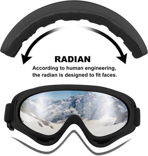 Ski Goggles - Motorcycle Goggles, 3 Pack Snowboard Snow Goggles for Men, Women, Adult, Youth