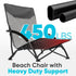 Sekey Portable Beach Chair, Lightweight Camping Chair with Carry Bag, Low Folding Beach Chair for Adults, Compact