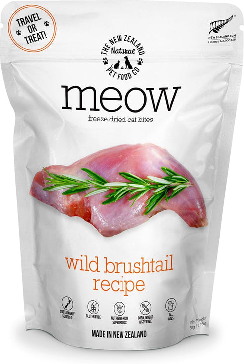Meow Wild Brushtail Freeze Dried Raw Cat Food, High Protein, Limited Ingredient Recipe 1.76 oz