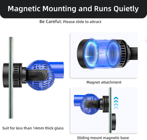 1050 GPH Aquarium Circulation Pump Wave Maker Power Head with magnetic mount Suction Blue