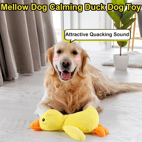Qbustv Yellow Duck Dog Toy - Large Plush Stuffed Animal Chew Toy for Large Breed Dogs, Interactive Puppy Toy
