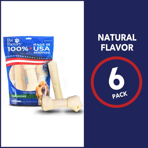 Pet Factory 100% Made in USA Beefhide Dog Chew Treats, 8-9" Assorted, 6 Count