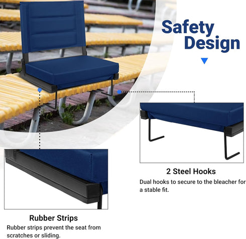 Maeytau Stadium Seats for Bleachers with Back Support, Portable Bleacher Seats with Thick Padded Cushion and Shoulder