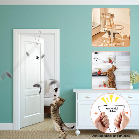 FYNIGO 2 Pcs Interactive Cat Mouse Toys for Indoor Adult Cats and Kittens, Self Play Hanging Door Mice