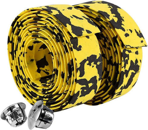 Handlebar Tape - 2Pcs Fade Resistance Bike Reflective Grip Wrap Tape with 2 Bar Plugs