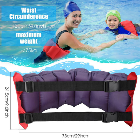 Inflatable Swim Belt - Portable Waist Floatation Belt for Adults, Adjustable Swimming Training Aid