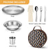 Odoland Camping Complete Messware Kit - Polished Stainless Steel Camp Dinnerware, Cutlery Organizer Set