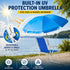 265 lbs, Beach Chair with Umbrella, Folding Portable Lightweight Chair with Detachable Umbrella for Adults, High Back
