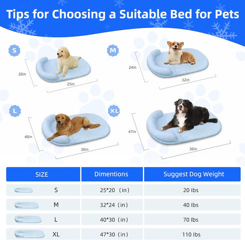 Dog Cooling Mat with Memory Foam, Removable Washable Cover, 48'' x 30'' Dog Mattress for Large Medium Dogs