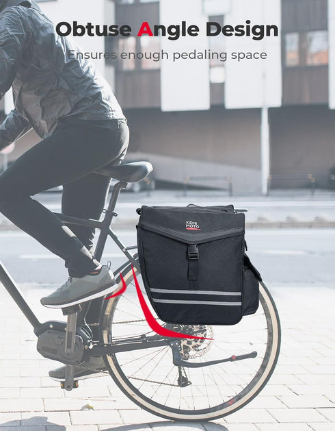 KEMIMOTO 40L Bike Panniers Bag for Rear Rack, Waterproof with Rain Cover, Black