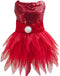 Tangpan Beam Waist Christmas Pet Costume, Dog Dance Skirt, Satin Camp Party Dress, Red, S