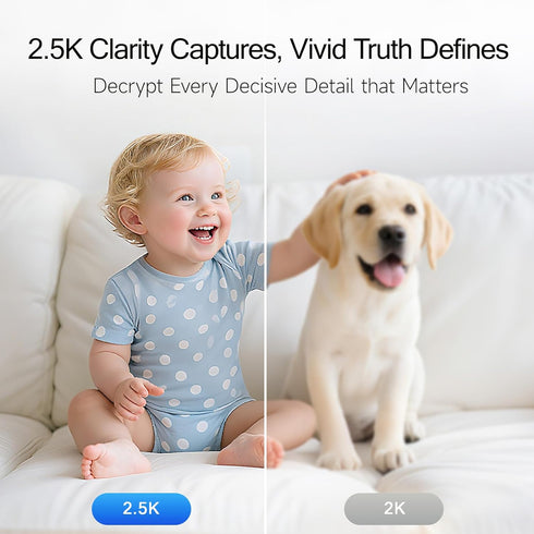CINMOORE 2.5K 2.4GHz 2-Way Pet/Dog Camera with Speaker/Phone App, No-Monthly-Fee AI Person/Pet/Cry Detection Security
