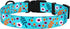 Nylon Dog Collar Floral Pattern Aquamarine, 12-16 Inch