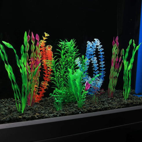 MyLifeUNIT Artificial Fish Tank Plants, 10 Pack Plastic Decorations for Aquariums
