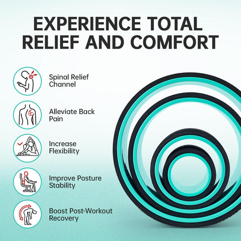 500lbs Back Wheel Foam Roller Targeted Back & Neck Relief, Lumbar Spine Stretcher, Spinal Decompression Stretcher