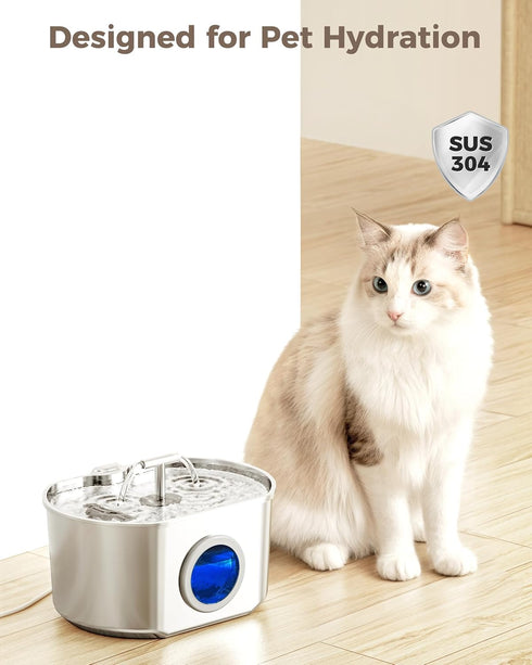74oz/2.2L (12 Pack) Neareal Official Cat Fountain Replacement Filters & Pre-Filter Sponges for Stainless Steel Pet