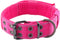 Reflective Tactical Dog Collar with Control Handle and Metal Buckle for Heavy Duty Dog Training (Large, Pink)