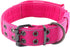 Reflective Tactical Dog Collar with Control Handle and Metal Buckle for Heavy Duty Dog Training (Large, Pink)