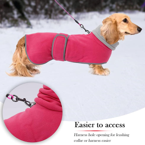 Geyecete Dachshund Sweaters for Dogs - Perfect Winter Coat with Padded Fleece Lining in Pink-M